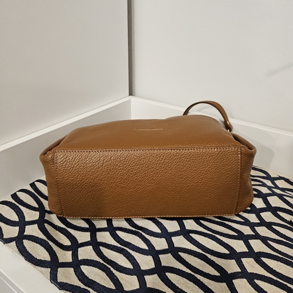 LUANA FERRACUTI Leather ShoulderBag With Ruched Handie Made In Italy Cognac EUC - Picture 6 of 16